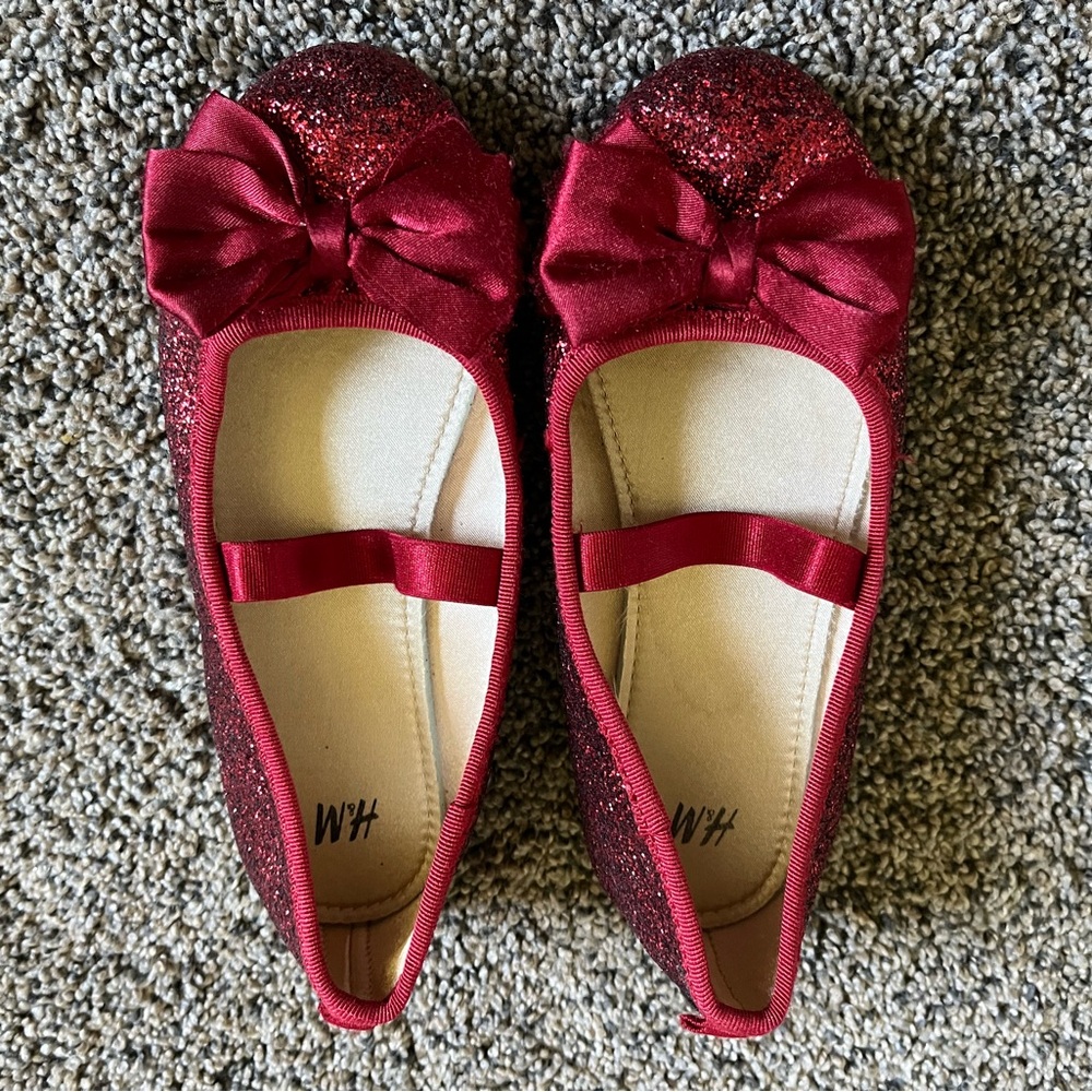 H&M Sparkling Red Flats with Bow